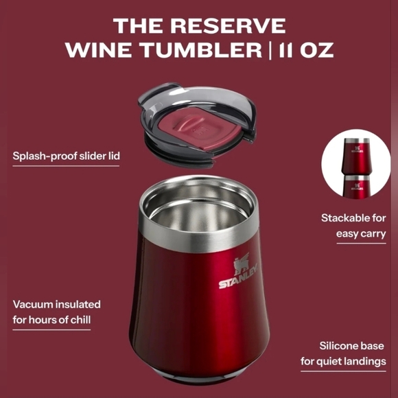 Stanley The Reserve Wine Tumbler 11oz "Garnet Shine" NEW - Picture 6 of 9